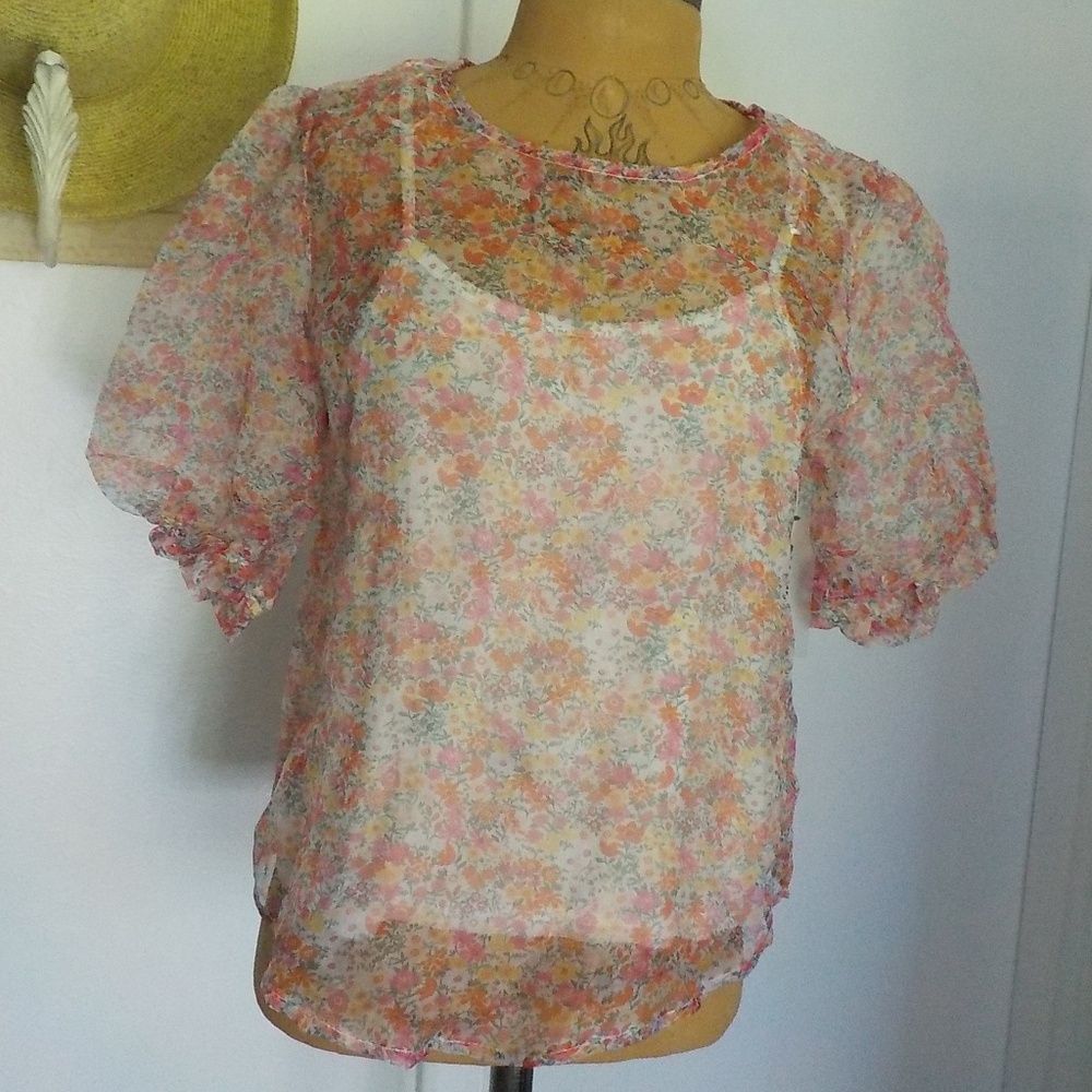 Floral Sheer Blouse w/Camisole